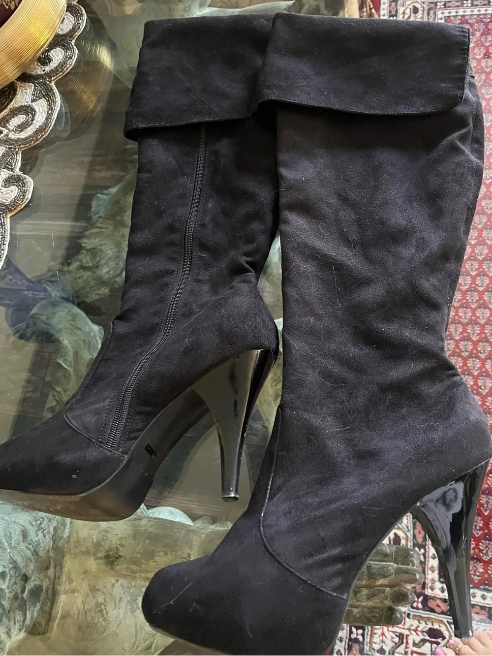 Anne Michelle Black Over-the-Knee Suede Boots